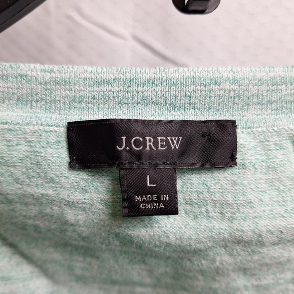 J. CREW Space-Dyed Wide V-Neck Henley Sweater Sz L Sea Green Preppy Academia EUC - Picture 4 of 7